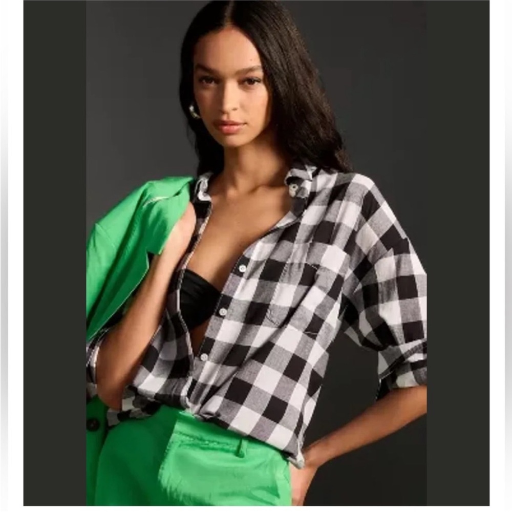Maeve Buffalo plaid button up top